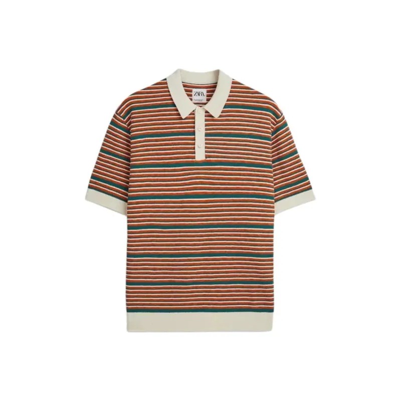 ZARA Polo Shirts Men Orange-0