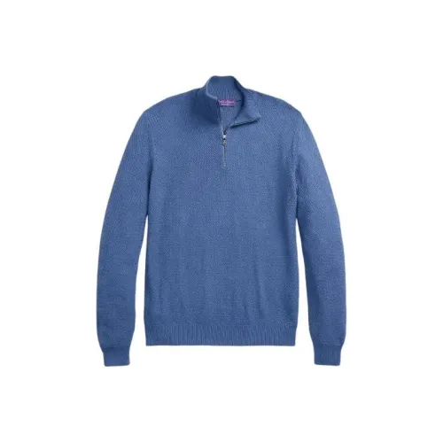 Polo Ralph Lauren SS24 Textured Silk-Cotton Quarter-Zip Sweater Sweater Men's Blue