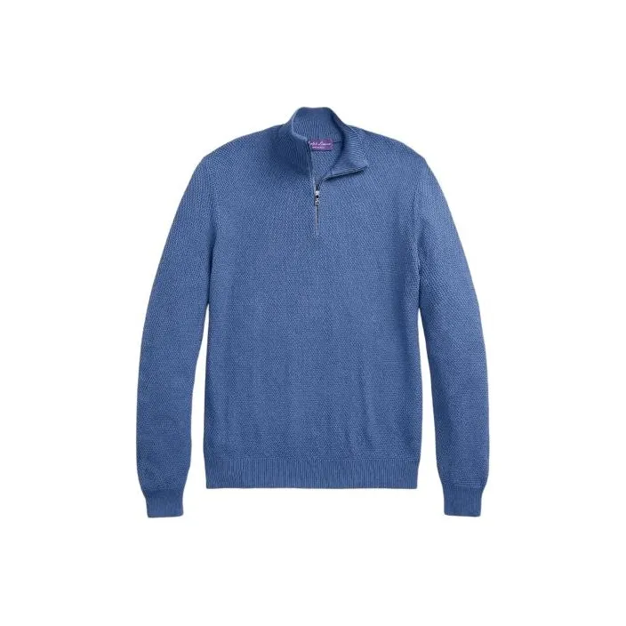 Polo Ralph Lauren SS24 Textured Silk-Cotton Quarter-Zip Sweater Sweater Men's Blue-0