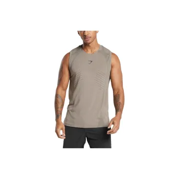 GYMSHARK Tank Tops Men's Linen Brown