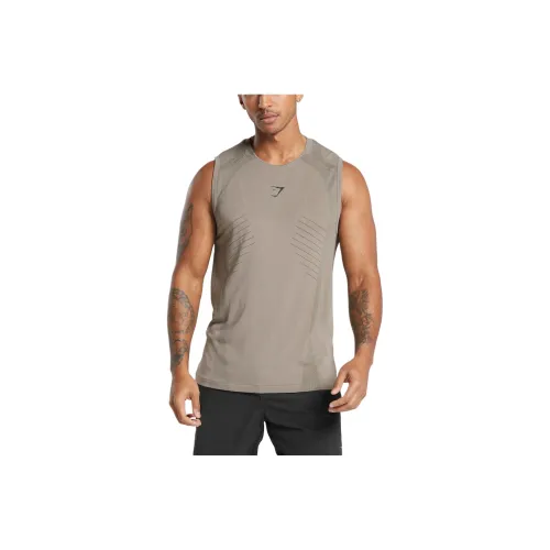 GYMSHARK Tank Tops Men's Linen Brown