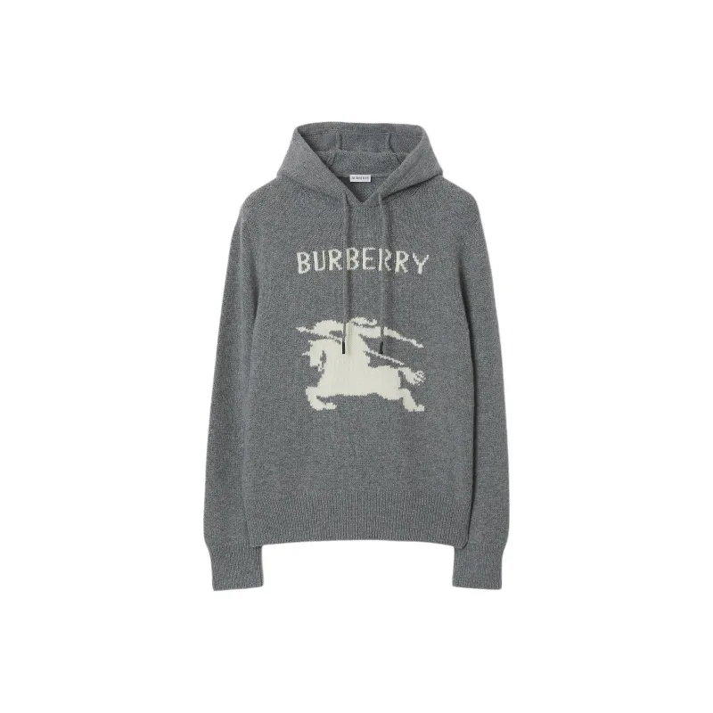 Burberry Ekd Intarsia Knit Drawstring Hoodie-0