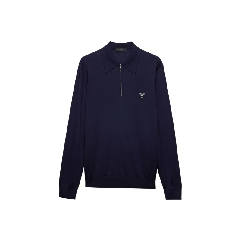 PRADA Long Sleeved Knitted Polo Shirt-0