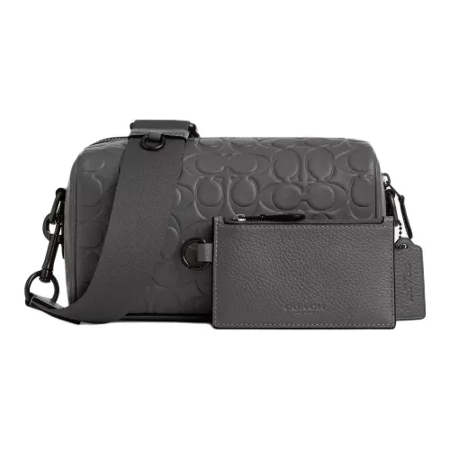 COACH Smooth Calf Leather Shoulder Bag, Crossbody Bag Small Size Men's Dark Gray