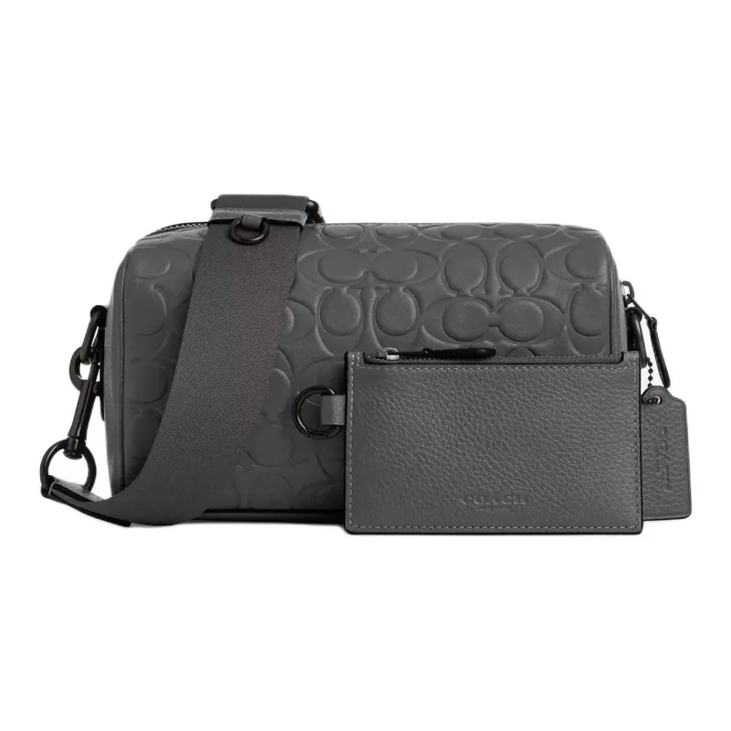 COACH Smooth Calf Leather Shoulder Bag, Crossbody Bag Trumpets Men's Dark Gray-0
