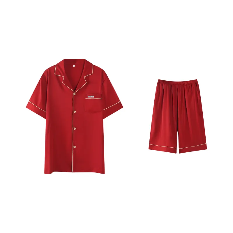 XUANZHITING Pajama Set Men's Red-0