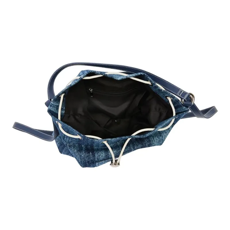 Three Blessings Denim Backpack Medium Size Women's Light Blue/Dark Blue-8