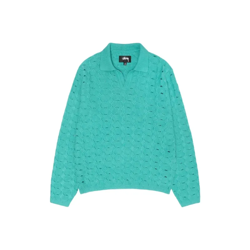 Stussy SS24 OPEN KNIT COLLARED SWEATER Knitwear Men's-0
