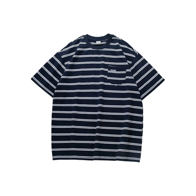 PAINT STAIN T Shirts Unisex Blue White Stripes-0
