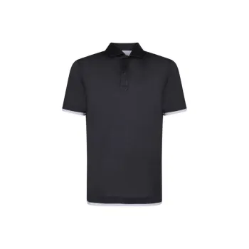 Brunello Cucinelli Contrast Trim Short Sleeved Polo Shirt