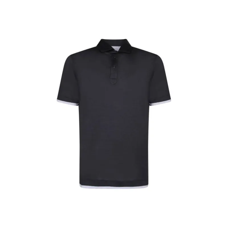 Brunello Cucinelli Contrast Trim Short Sleeved Polo Shirt-0