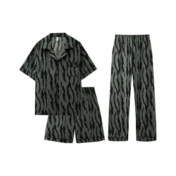Qiao Ni Tong Pajama Set Men's Jet Black Shadow Flow