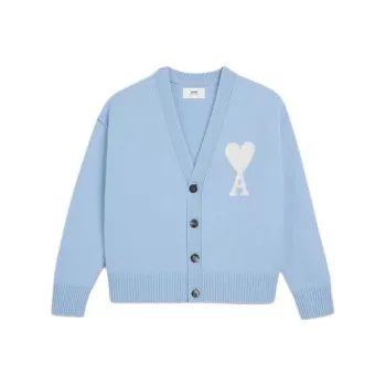 AMIPARIS Paris Ami De Coeur Logo Intarsia Knit Cardigan