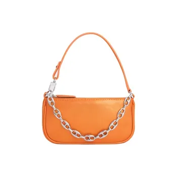 By Far Mini Rachel Cow Leather Handbag Shoulder Bag Small Size Women's Burnt Orange