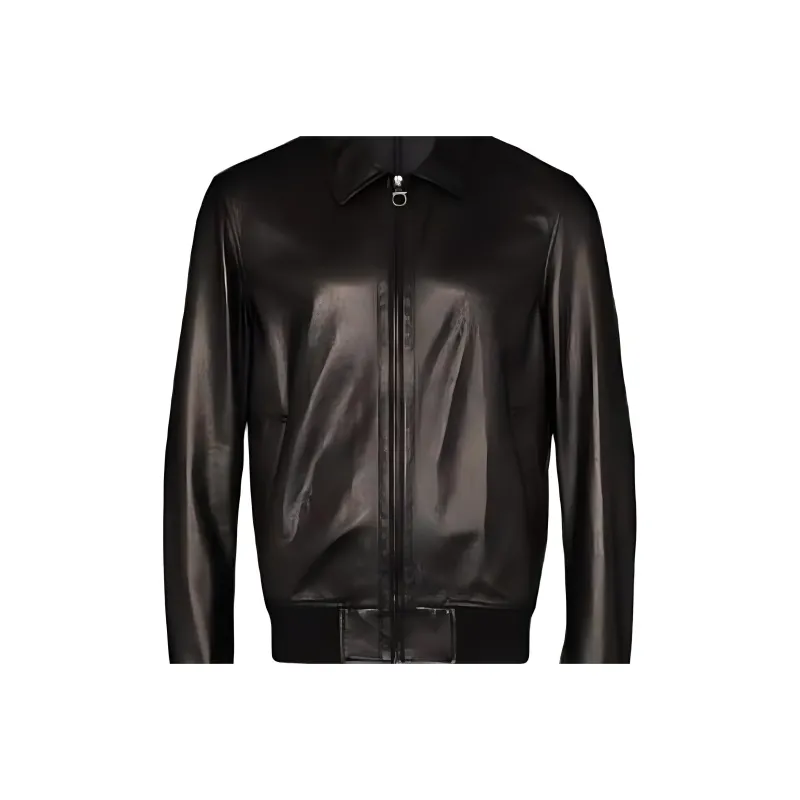 Ferragamo Leather Jackets Men Black-2