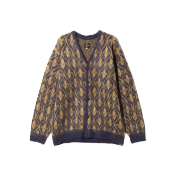 Needles Pattern Jacquard Button Up Cardigan
