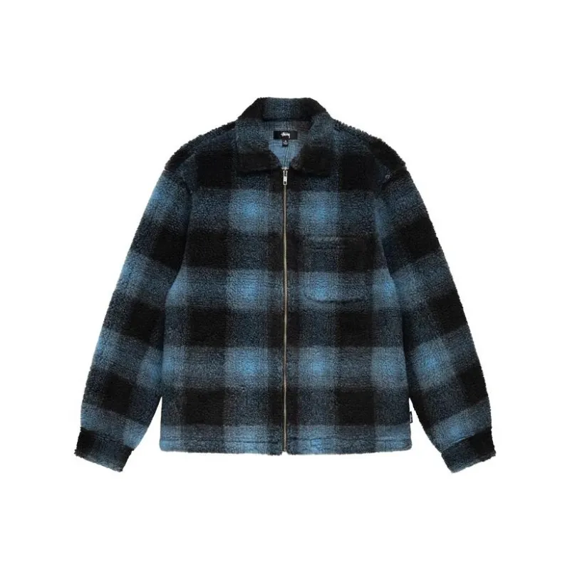 Stussy Shadow Plaid Sherpa Zip-9