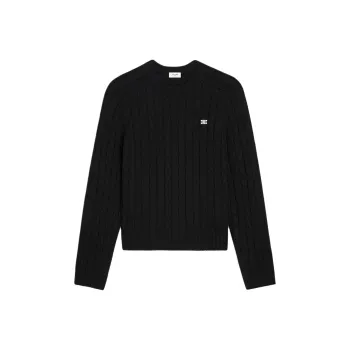 CELINE Cable knit Triomphe Sweater In Cashmere