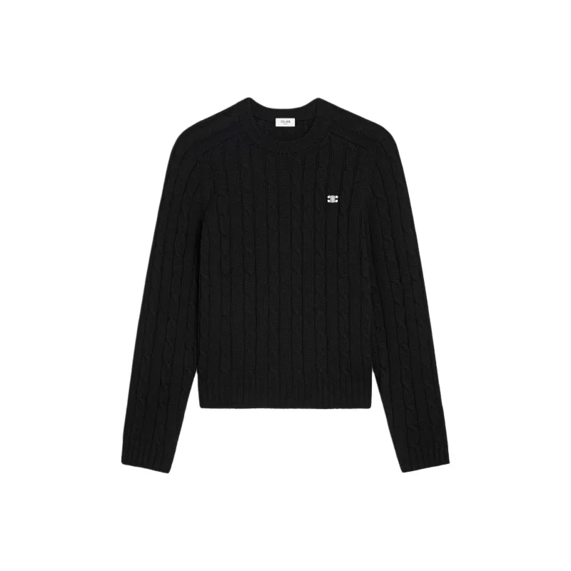 CELINE Cable knit Triomphe Sweater In Cashmere-0