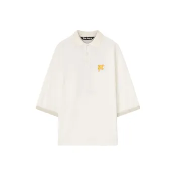 PALM ANGELS Logo Printed Drop Shoulder Polo Shirt