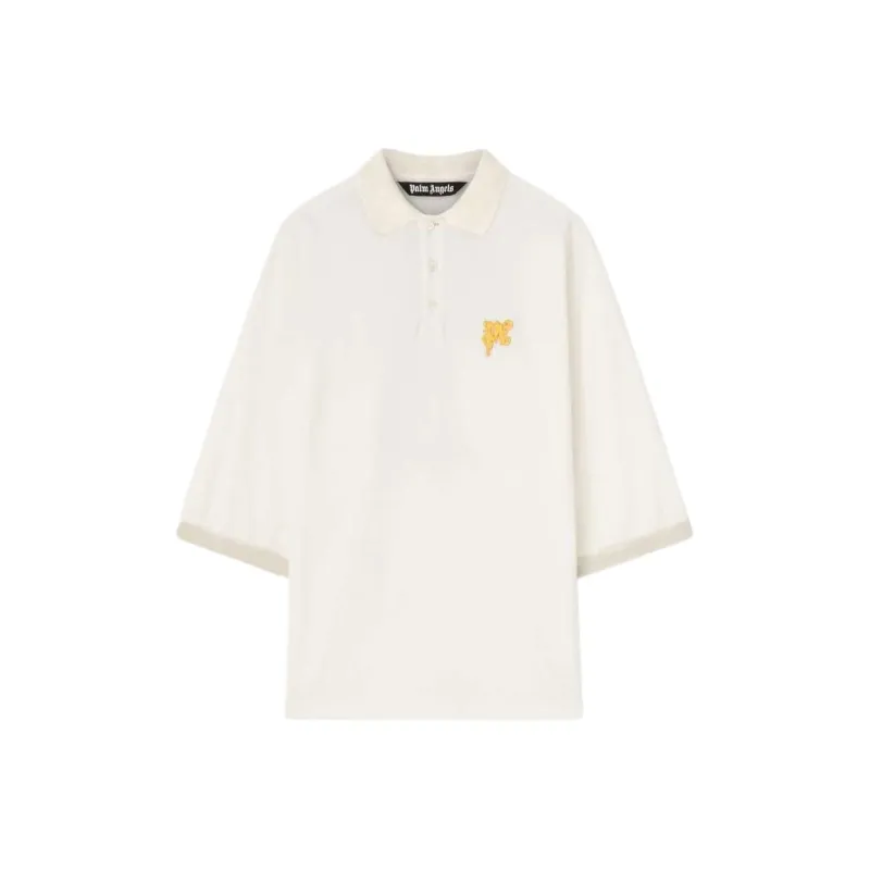 PALM ANGELS Logo Printed Drop Shoulder Polo Shirt-0