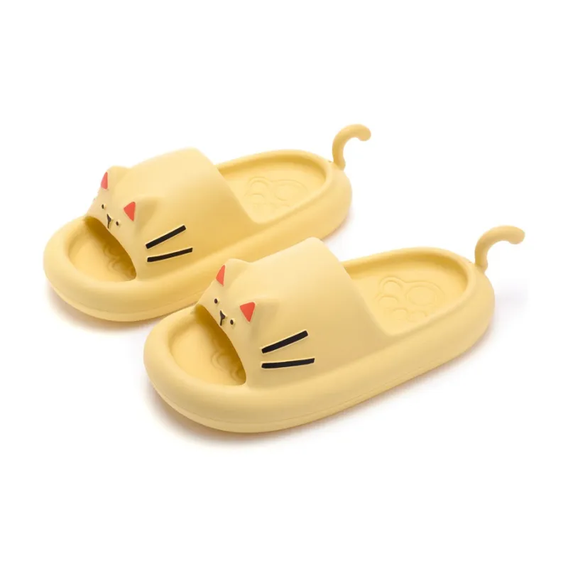 JINGEYU Summer Platform Kitten Tail Slip Resistant Abrasion Resistant Soft Women's Slide on Home Cute Slippers-3