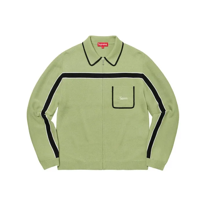 Supreme Chest Stripe Zip Up Cardigan-3