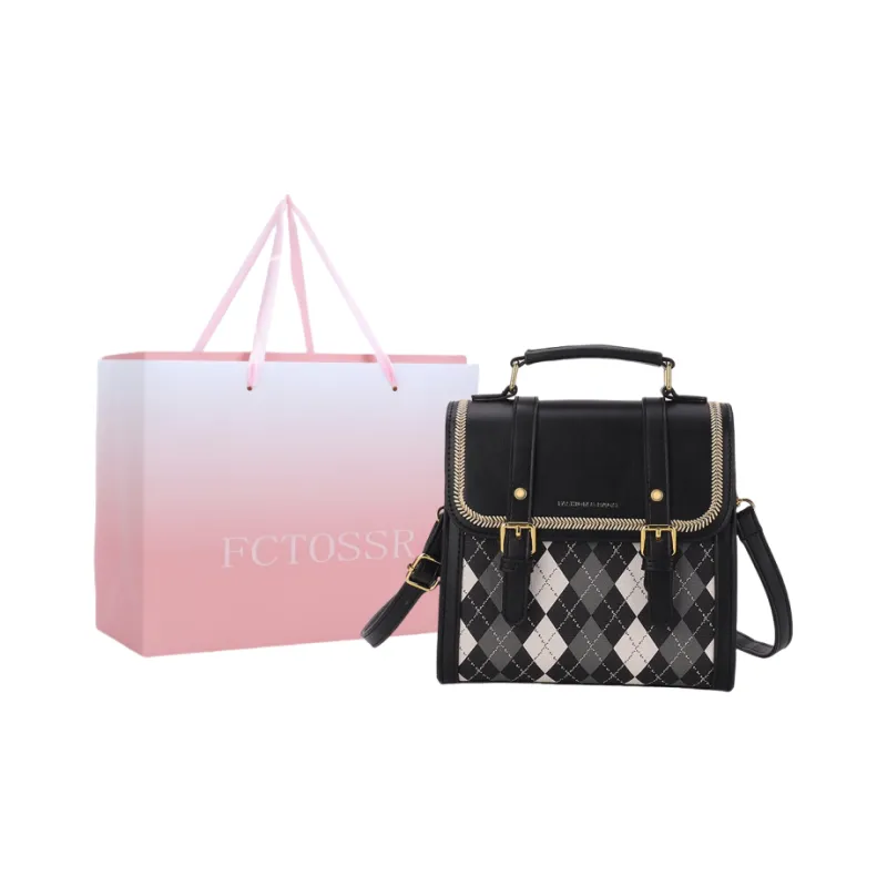 FCTOSSR PU Backpack Regular Women's Ecru/Black/Pink/Coffee-3