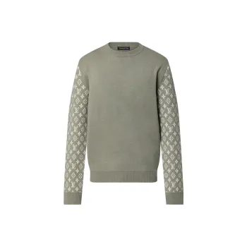 LOUIS VUITTON Long Sleeved Cashmere Mix Signature Crewneck
