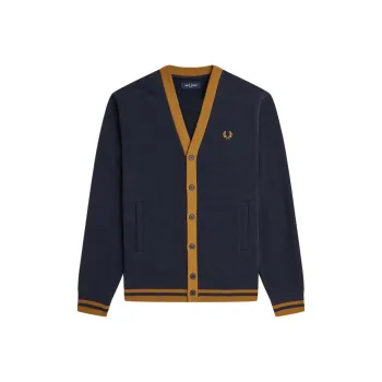 FRED PERRY Button Through Sweatshirt Knitwear Men's Marine Blue