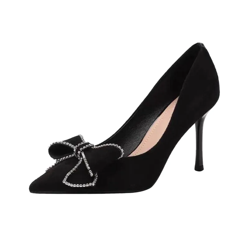 NTOZE Slim Heel High Heels Women's Black-0