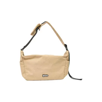 Three Blessings Fabric Shoulder Bag, Crossbody Bag Medium Size Women's Khaki/Black