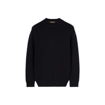 Loro Piana The Gift Of Kings® Argyle Crew Neck Knitwear Men's Marine Blue