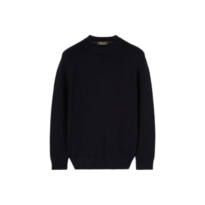 Loro Piana The Gift Of Kings® Argyle Crew Neck Knitwear Men's Marine Blue-0