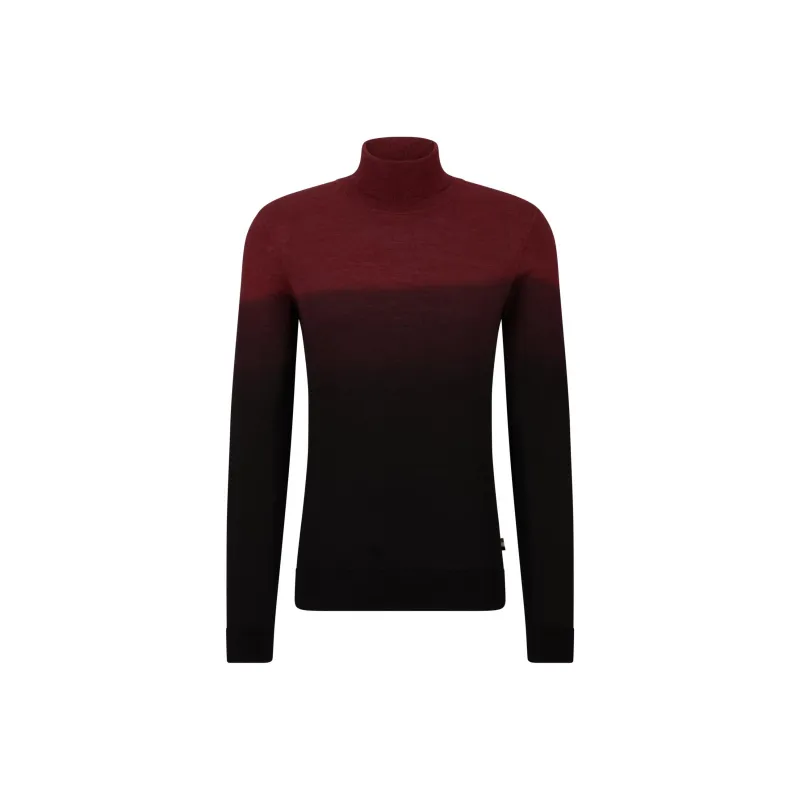HUGO BOSS FW23 Rollneck Sweater In Degradé Virgin Wool And Silk Sweater Men's Red-0
