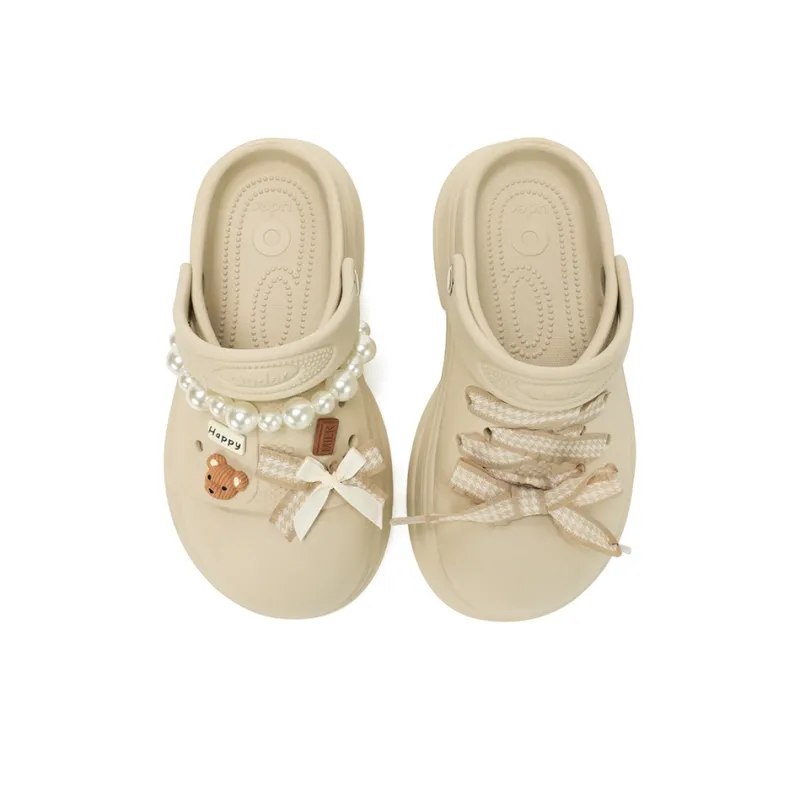 Ouder Sand Open Ended Laugh Collection, Heart Holes Summer, Honey Ice Cream Clogs Women's Khaki-4