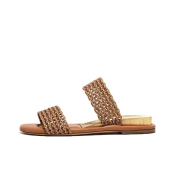 Casadei Slip Resistant Slide Slippers Women's Gold