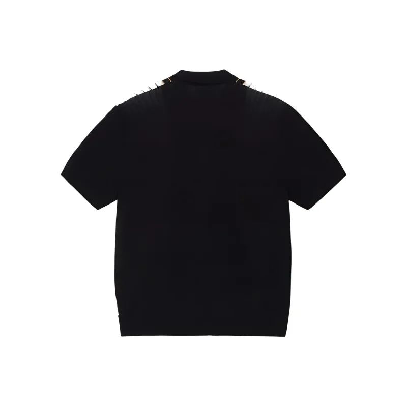 Stussy Textured Striped Short Sleeved Polo Shirt-1