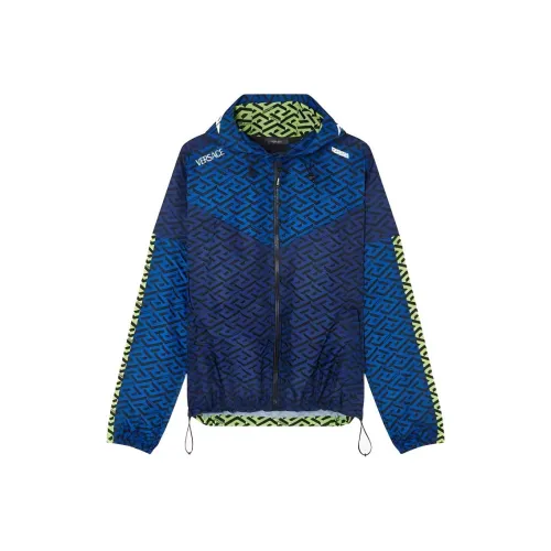 VERSACE La Greca SS22 Jackets Coats Men's Blue