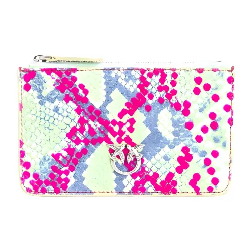 PINKO Python Pattern Leather Clutch Women's Fuchsia & Green & Blue