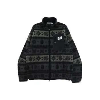A BATHING APE Snow Pattern Relaxed Fit Zip Fleece