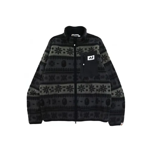 A BATHING APE Snow Pattern Relaxed Fit Zip Fleece