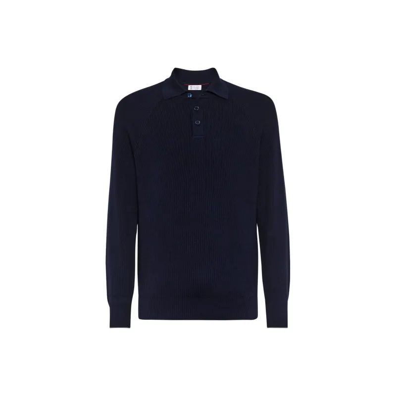 Brunello Cucinelli Long Sleeved Knitted Polo Jumper-0