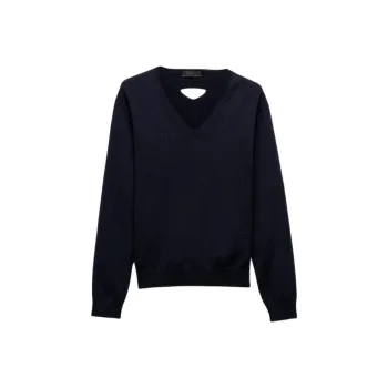 PRADA V Neck Knitted Cropped Sweater
