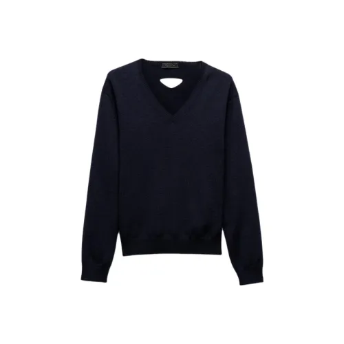 PRADA V Neck Knitted Cropped Sweater