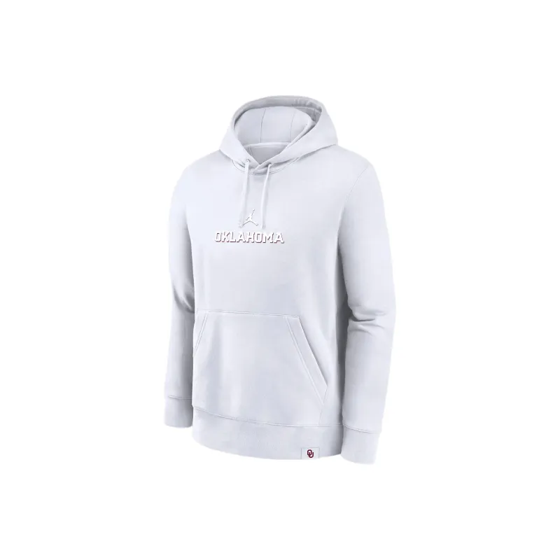 JORDAN Oklahoma Sooners Statement Wordmark Lockup Heavyweight Men's JORDAN College Pullover Hoodie-0