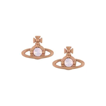 Vivienne Westwood Brass Stud Earrings Unisex Rose Gold/Milk Pink Diamond
