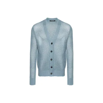 Tagliatore V-neck Crochet-knit Cotton Cardigan