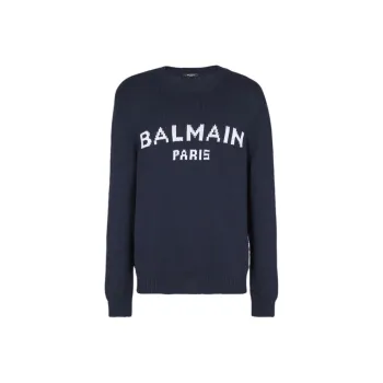 BALMAIN Logo Intarsia Knit Jumper