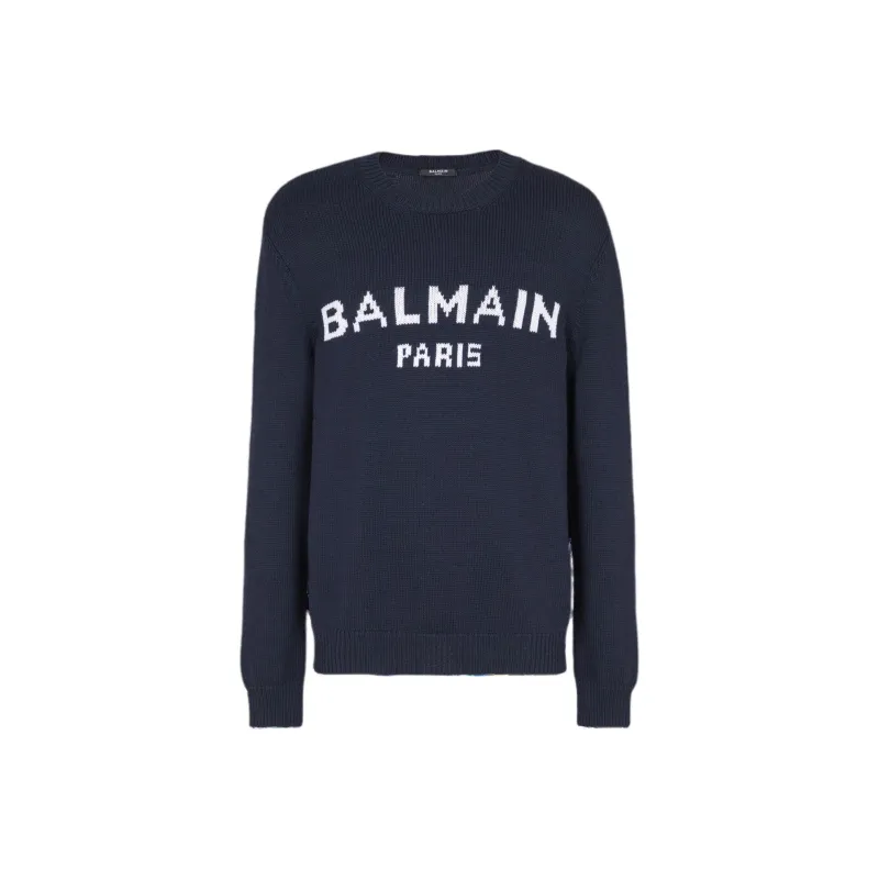 BALMAIN Logo Intarsia Knit Jumper-0